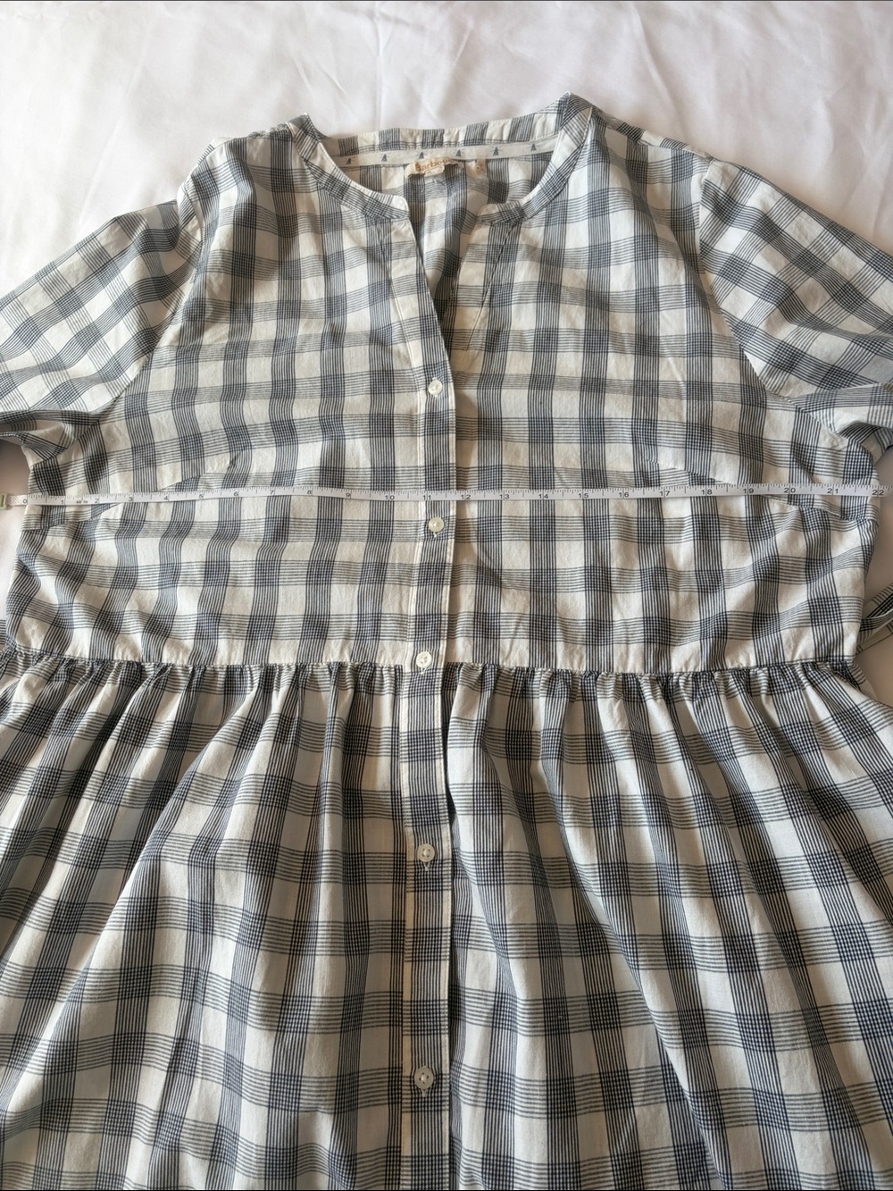 Barbour Gray and White Gingham Long Sleeve Maxi Dress with Waist Tie - Picture 4 of 12